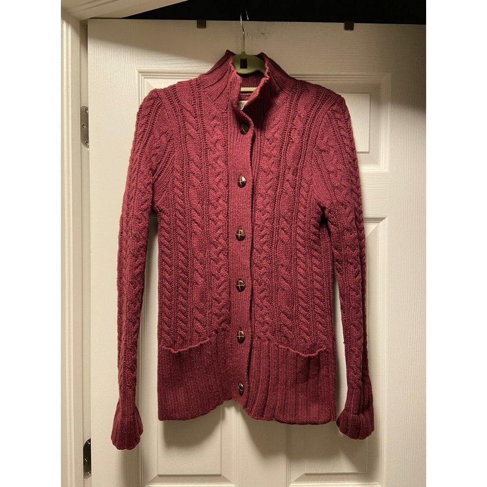 Duluth Trading Company | Maroon Red Cable Knit Cardigan Sz XS